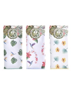 Panno da Cucina DKD Home Decor Grigio Tropicale 3 Pezzi