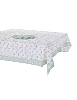 Conjunto de toalhas de mesa DKD Home Decor Bloemen Verde 150 x 150 x 0,5 cm