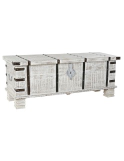 Arcón DKD Home Decor Metal Blanco Madera de mango (116 x 40 x 45 cm)