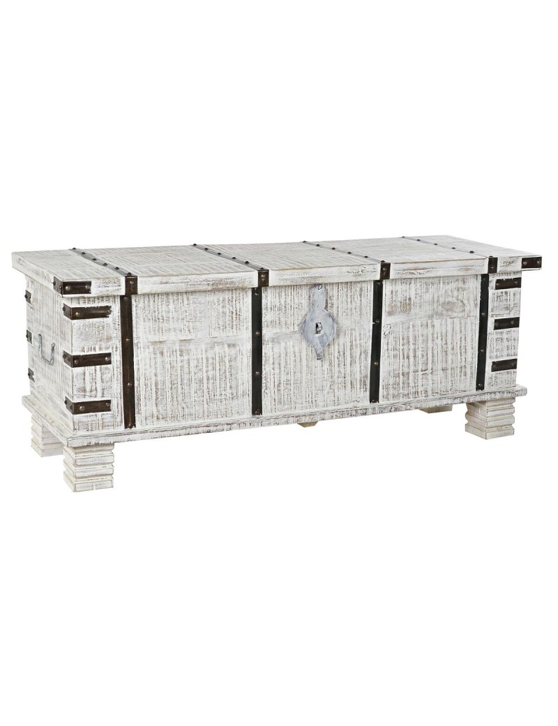 Truhe DKD Home Decor Metall Weiß Mango-Holz (116 x 40 x 45 cm)