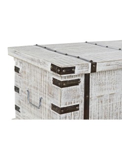Arcón DKD Home Decor Metal Blanco Madera de mango (116 x 40 x 45 cm)