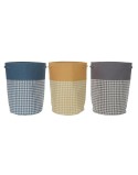 Panier à linge DKD Home Decor Pied de coq Métal Jaune Bleu Gris Multicouleur 30 x 40 cm 40 x 40 x 60 cm (3 Unités)