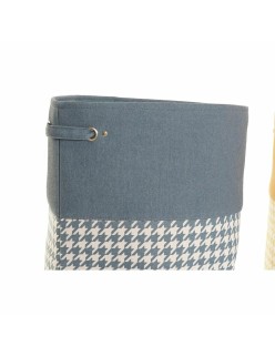 Panier à linge DKD Home Decor Pied de coq Métal Jaune Bleu Gris Multicouleur 30 x 40 cm 40 x 40 x 60 cm (3 Unités)