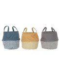Panier à linge DKD Home Decor Pied de coq Jaune Gris Gris foncé 28 x 28 x 28 cm (3 Unités)