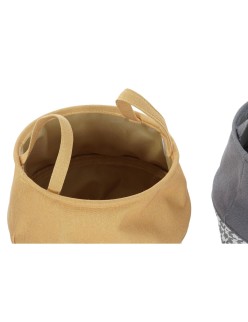 Cesto para la Ropa Sucia DKD Home Decor Pata de gallo Amarillo Gris Gris oscuro 28 x 28 x 28 cm (3 Unidades)