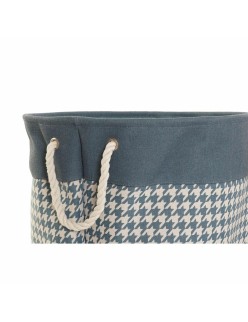 Panier à linge DKD Home Decor Pied de coq Gris Bleu Jaune 45 x 45 x 45 cm (3 Unités)
