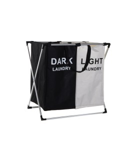 Cesto para la Ropa Sucia DKD Home Decor Plegable Doble Metal Poliéster (63 x 37 x 61 cm)