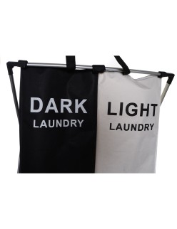 Panier à linge DKD Home Decor Pliable Double Métal Polyester (63 x 37 x 61 cm)