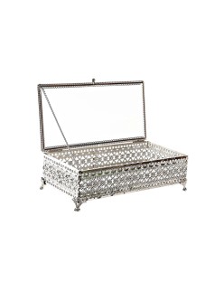 Box-Schmuckkästchen DKD Home Decor Kristall Silberfarben Metall (25,5 x 12,5 x 7,5 cm)
