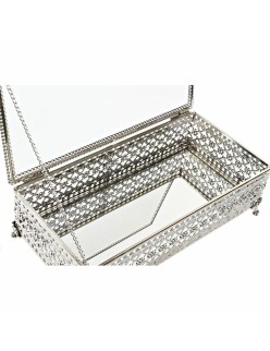 Box-Schmuckkästchen DKD Home Decor Kristall Silberfarben Metall (25,5 x 12,5 x 7,5 cm)