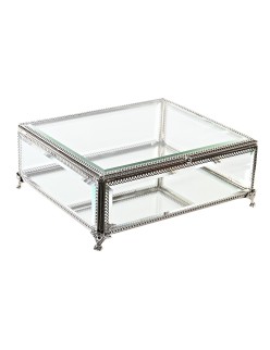 Boîte à bijoux DKD Home Decor Transparent Argenté Métal Verre 25 x 21 x 10 cm