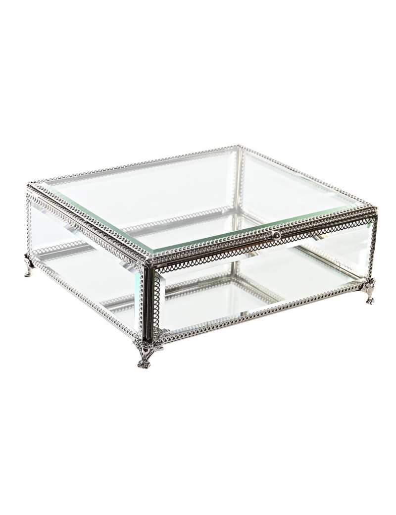 Box-Schmuckkästchen DKD Home Decor Durchsichtig Silberfarben Metall Kristall 25 x 21 x 10 cm
