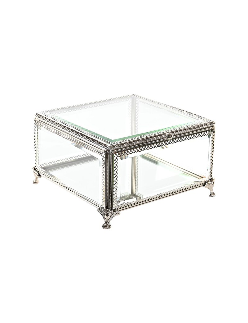 Box-Schmuckkästchen DKD Home Decor Kristall Metall 16 x 16 x 10 cm Silberfarben Durchsichtig