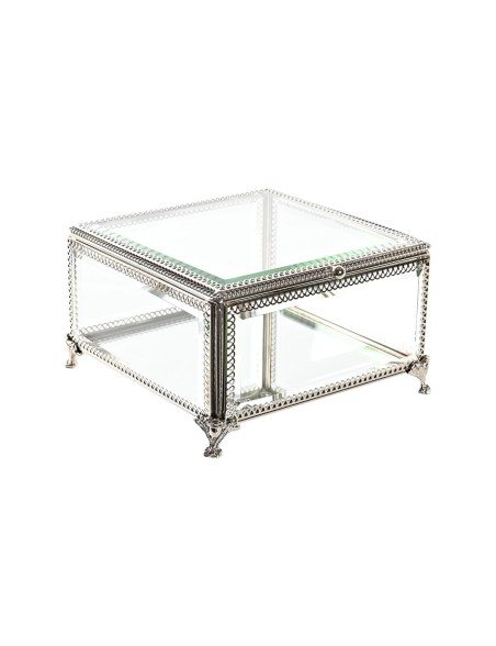 Boîte à bijoux DKD Home Decor Verre Métal 16 x 16 x 10 cm Argenté Transparent Boîte à bijoux DKD Home Decor Verre Métal 16 x 16 x 10 cm Argenté Transparent