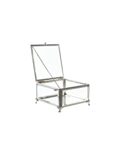 Box-Schmuckkästchen DKD Home Decor Kristall Metall 16 x 16 x 10 cm Silberfarben Durchsichtig