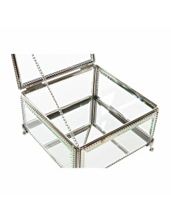 Box-Schmuckkästchen DKD Home Decor Kristall Metall 16 x 16 x 10 cm Silberfarben Durchsichtig