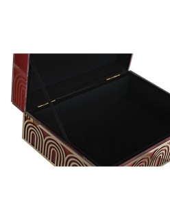 Box-Schmuckkästchen DKD Home Decor Metall Kristall Rot Gold Holz MDF 25 x 18 x 10 cm (2 Stück)