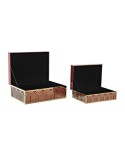 Box-Schmuckkästchen DKD Home Decor Metall Kristall Rot Gold Holz MDF 25 x 18 x 10 cm (2 Stück)