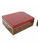 Caja-Joyero DKD Home Decor Metal Cristal Rojo Dorado Madera MDF 25 x 18 x 10 cm (2 Unidades)