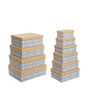 Satz stapelbarer Organizerboxen DKD Home Decor tiere Blau Pappe (43,5 x 33,5 x 15,5 cm)