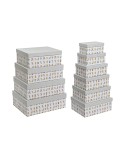 Satz stapelbarer Organizerboxen DKD Home Decor Grau Haustiere Pappe (43,5 x 33,5 x 15,5 cm)