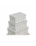Satz stapelbarer Organizerboxen DKD Home Decor Grau Haustiere Pappe (43,5 x 33,5 x 15,5 cm)