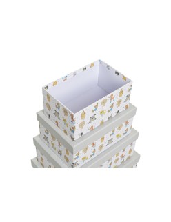 Satz stapelbarer Organizerboxen DKD Home Decor Grau Haustiere Pappe (43,5 x 33,5 x 15,5 cm)