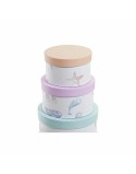 Jeu de Caisses de Rangement Empilables DKD Home Decor Marin Rond Carton (37,5 x 37,5 x 18 cm)