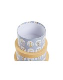 Satz stapelbarer Organizerboxen DKD Home Decor tiere rund Blau Pappe (37,5 x 37,5 x 18 cm)