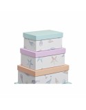 Set de Cajas Organizadoras Apilables DKD Home Decor Marino Cartón (43,5 x 33,5 x 15,5 cm)
