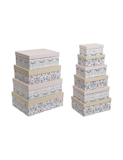 Set de Cajas Organizadoras Apilables DKD Home Decor Animales Flores Cartón (43,5 x 33,5 x 15,5 cm)