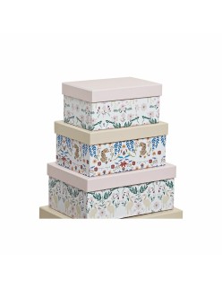 Set de Cajas Organizadoras Apilables DKD Home Decor Animales Flores Cartón (43,5 x 33,5 x 15,5 cm)