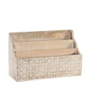 Organizador Multiusos DKD Home Decor Blanco Natural Madera de mango 32 x 13 x 21 cm 33 x 12 x 21 cm Hojas (12 Unidades)