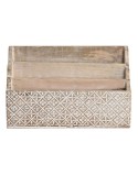 Organizador Multiusos DKD Home Decor Blanco Natural Madera de mango 32 x 13 x 21 cm 33 x 12 x 21 cm Hojas (12 Unidades)