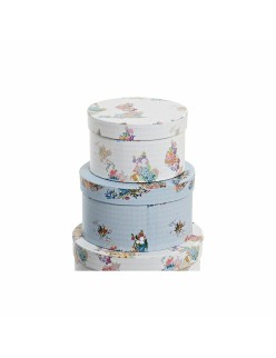 Set di Scatole per Sistemare Impilabili DKD Home Decor Cartone Città 37,5 x 37,5 x 18 cm