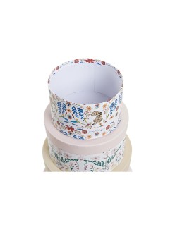 Set de Cajas Organizadoras Apilables DKD Home Decor Animales Redondo Flores Cartón (37,5 x 37,5 x 18 cm)