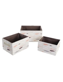 Juego de Cestas DKD Home Decor Marrón Gris Naranja 32 x 24 x 18 cm (3 Unidades)
