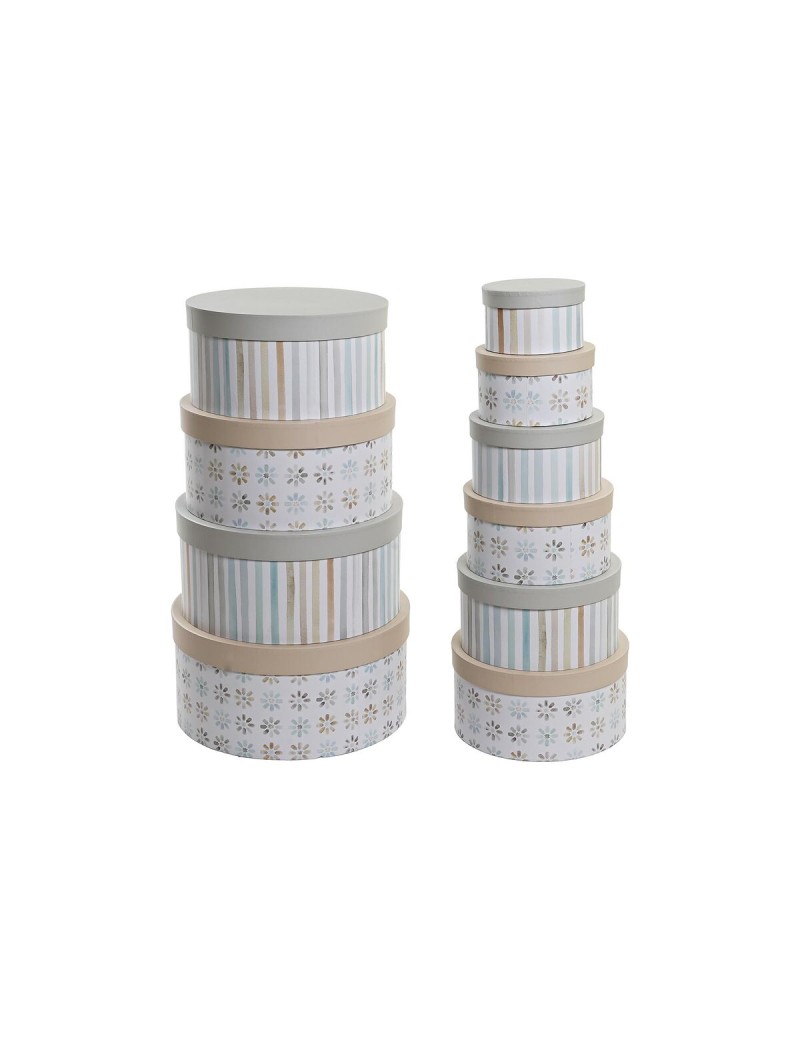 Jeu de Caisses de Rangement Empilables DKD Home Decor Multicouleur Carton 37,5 x 37,5 x 18 cm