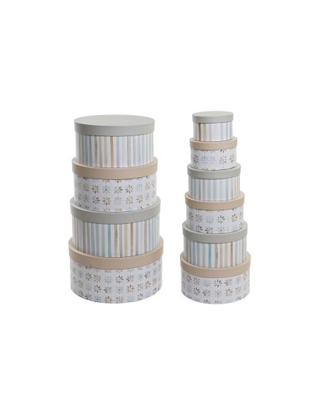 Jeu de Caisses de Rangement Empilables DKD Home Decor Multicouleur Carton 37,5 x 37,5 x 18 cm