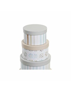 Jeu de Caisses de Rangement Empilables DKD Home Decor Multicouleur Carton 37,5 x 37,5 x 18 cm
