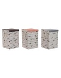 Panier à linge DKD Home Decor Avec couvercle 36 x 36 x 55 cm Gris Orange (3 Unités)