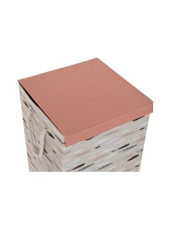 Panier à linge DKD Home Decor Avec couvercle 36 x 36 x 55 cm Gris Orange (3 Unités)