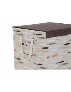 Panier à linge DKD Home Decor Avec couvercle 36 x 36 x 55 cm Gris Orange (3 Unités)