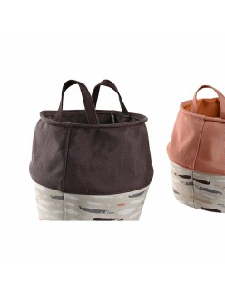 Cesto para la Ropa Sucia DKD Home Decor Gris Naranja 28 x 28 x 30 cm (3 Unidades)