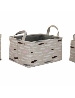Juego de Cestas DKD Home Decor Marrón Gris Naranja 40 x 30 x 20 cm (3 Unidades)