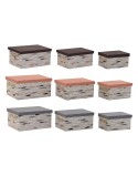 Set de Cajas Organizadoras Apilables DKD Home Decor Marrón Gris Naranja 40 x 30 x 20 cm