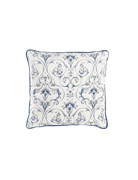 Cuscino DKD Home Decor Azzurro Bianco Quadrato Fiori Neoclassico 45 x 10 x 45 cm Cuscino DKD Home Decor Azzurro Bianco Quadrato Fiori Neoclassico 45 x 10 x 45 cm