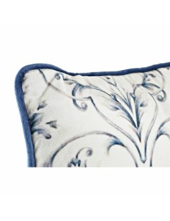 Cojín DKD Home Decor Azul Blanco Cuadrada Flores Neoclásico 45 x 10 x 45 cm