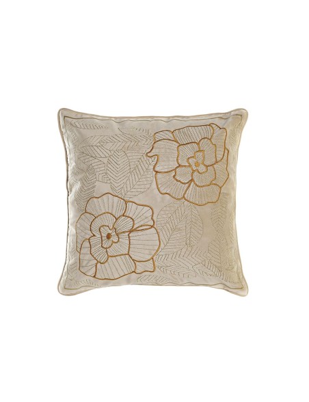 Cojín DKD Home Decor Dorado 45 x 10 x 45 cm Flores Cojín DKD Home Decor Dorado 45 x 10 x 45 cm Flores