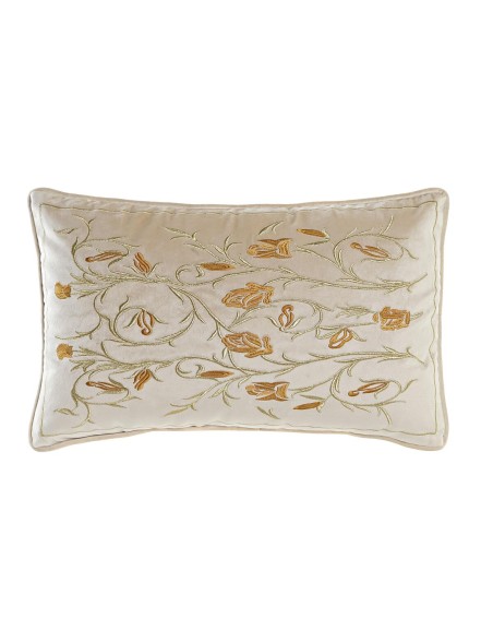 Cushion DKD Home Decor Golden 50 x 10 x 30 cm Flowers Cushion DKD Home Decor Golden 50 x 10 x 30 cm Flowers